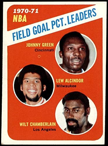 1971 Topps 140 NBA Gól Pct Vezetők Johnny Zöld/Wilt Chamberlain/Lew Alcindor Cincinnati/Milwaukee/Los Angeles-i Királyi