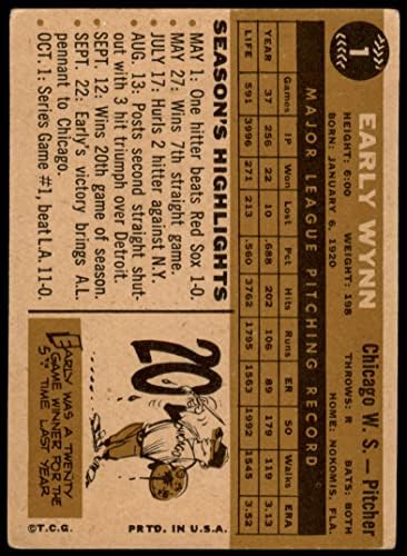 1960 Topps 1 Korai Wynn Chicago White Sox (Baseball Kártya) JÓ White Sox