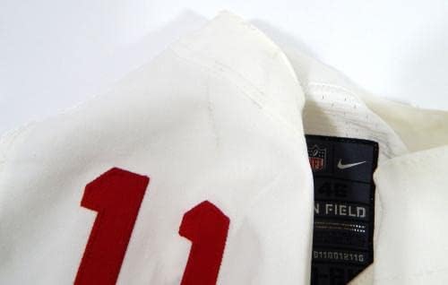 2012-es San Francisco 49ers 11 Játék Kiadott Fehér Jersey 46 99 - Aláíratlan NFL Játék Használt Mezek