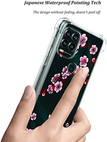 Ftonglogy mobiltelefon Esetében Moto G Stylus 5G, Karcsú, Tiszta Levegő Puffer TPU [Csepp Bizonyíték] cseresznyefák Virágot